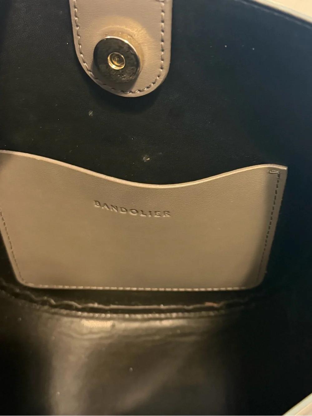 Bandolier Taupe Gray Leather Crossbody Bag
